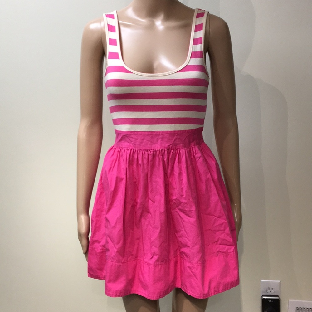 Topshop Hot Pink Stripe Bubble Mini Dress